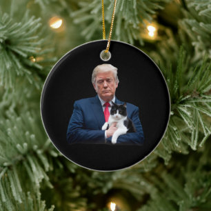 Trump 2024 Katt MAGA Rollig Trump Katt Julgransprydnad Keramik