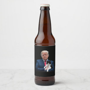 Trump 2024 Katt MAGA Rollig Trump Katt Ölflaska Etikett