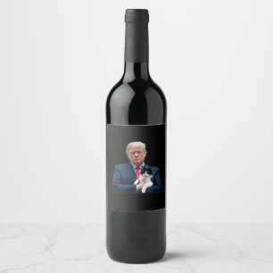 Trump 2024 Katt MAGA Rollig Trump Katt Vinflaska Etikett