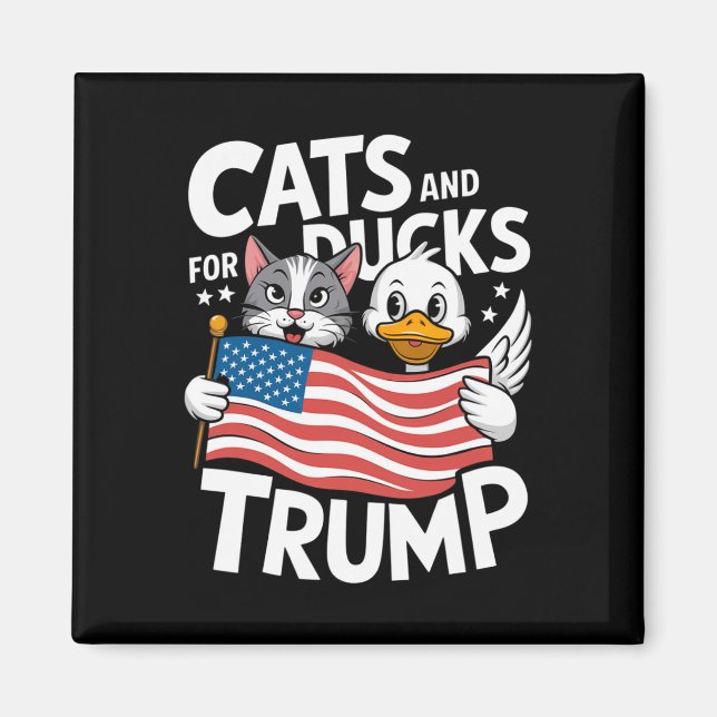 Trump 2024 Kittens och Ankor support Donald Trump Magnet (Framsidan)