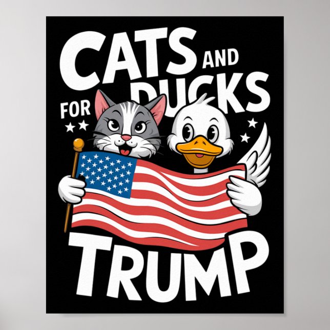 Trump 2024 Kittens och Ankor support Donald Trump Poster (Framsidan)