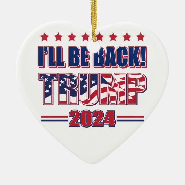 Trump 2024 kommer tillbaka julgransprydnad keramik (Framsidan)