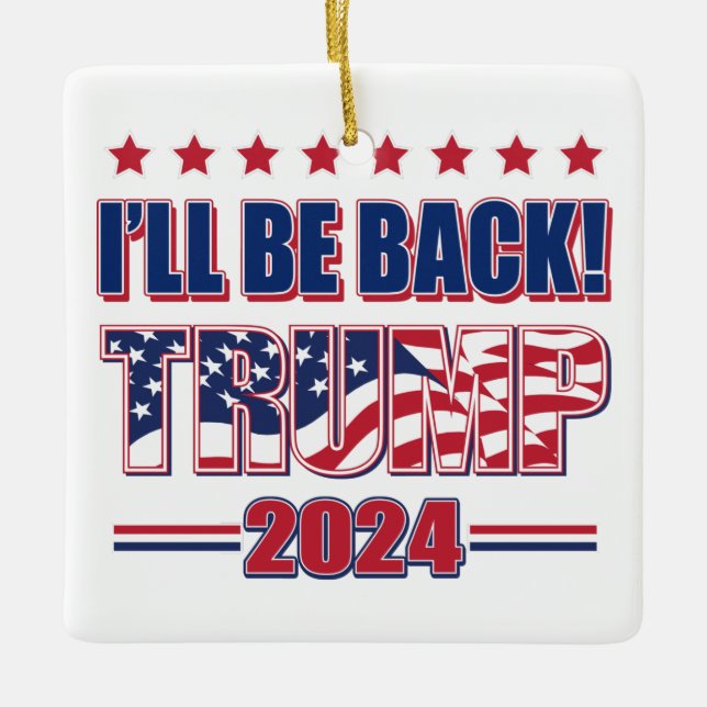 Trump 2024 kommer tillbaka julgransprydnad keramik (Framsida)