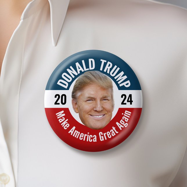 Trump 2024 med Photo - Flyter huvuddesign Knapp (Trump 2024 Button)