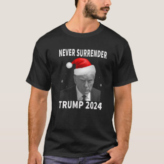 Trump 2024 Mugg Shot Aldrig Surrender Funny Pro Tr T Shirt