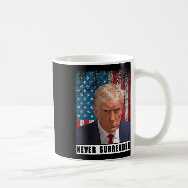 Trump 2024 Mugg Shot President Överger aldrig Flag (Höger)