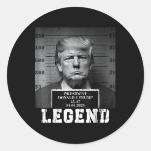 Trump 2024 Mugshot President Legendarisk  Runt Klistermärke