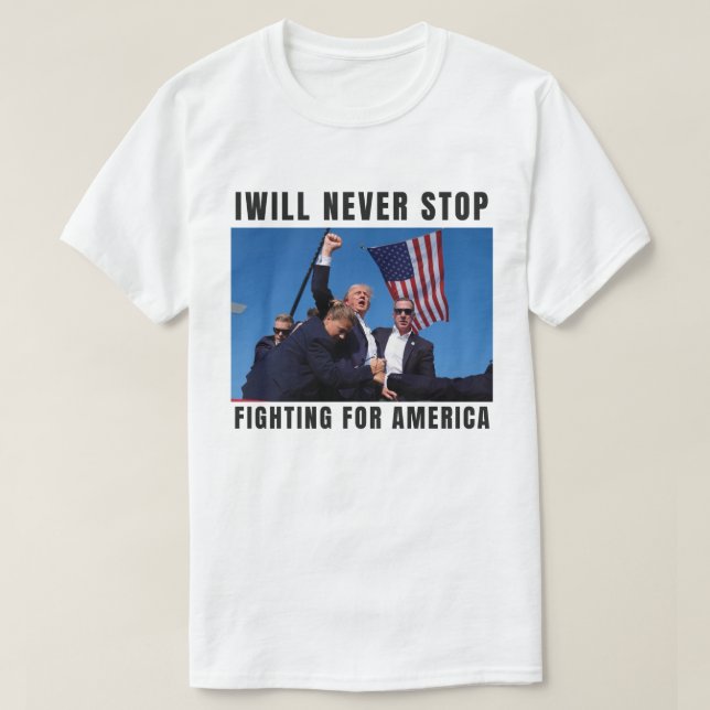 Trump 2024 Överlämnande aldrig T Shirt (Design framsida)