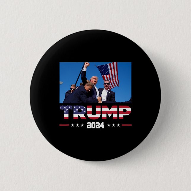 Trump 2024 Överlevt shot vid val Rally Knapp (Framsida)