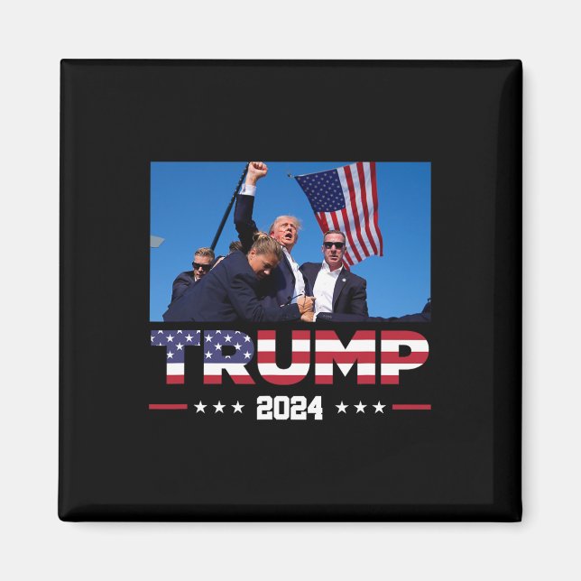 Trump 2024 Överlevt shot vid val Rally Magnet (Framsidan)
