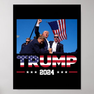 Trump 2024 Överlevt shot vid val Rally Poster