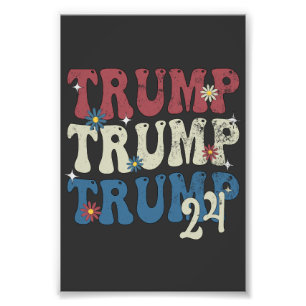 Trump 2024 Patriotic American Flagga 4:e juli Fototryck