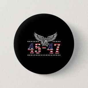Trump 2024 President 45 och 47 American Flagga Tru Knapp