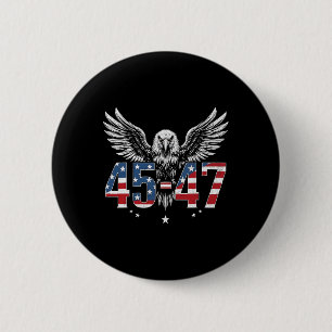 Trump 2024 President 45 och 47 American Flagga Tru Knapp
