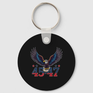 Trump 2024 President 45 och 47 American Flagga Tru Nyckelring