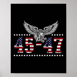 Trump 2024 President 45 och 47 American Flagga Tru Poster