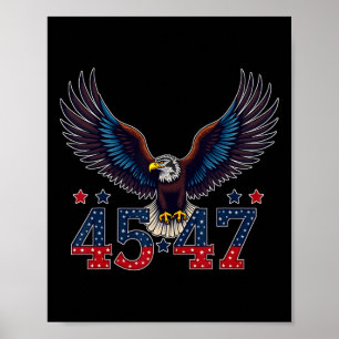 Trump 2024 President 45 och 47 American Flagga Tru Poster