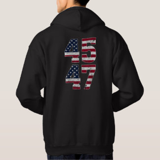 Trump 2024 President 45 och 47 Amerikansk Flagga T Hoodie