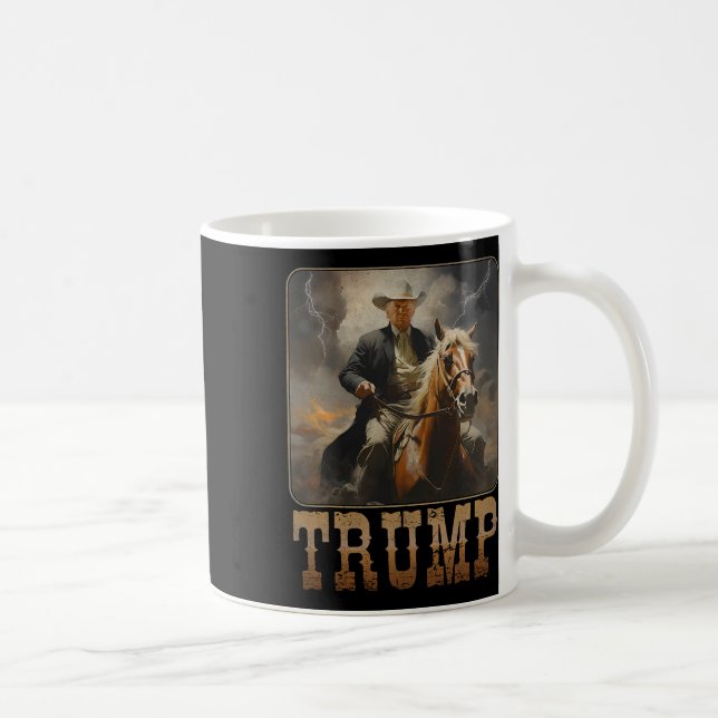Trump 2024 President Cowboy Riding Horse Western U Kaffemugg (Höger)