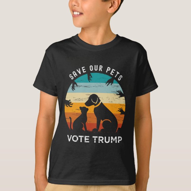 Trump 2024 President Spara our Pets Animals Hundar T Shirt (Framsida)