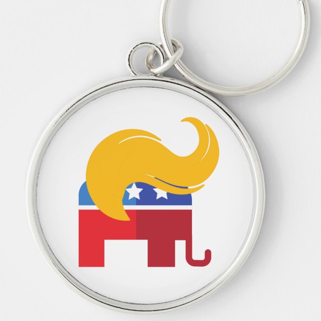 Trump 2024 Presidentval Rund Silverfärgad Nyckelring (Framsidan)