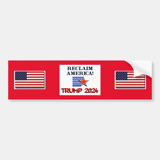 Trump 2024 Reclaim America Bumper Sticker Bildekal (Framsidan)