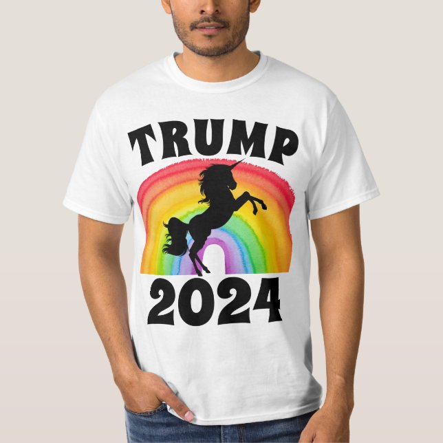 TRUMP 2024 REGNBÅGE ENHÖRNING T-SHIRTAR TRÖJOR (Framsida)
