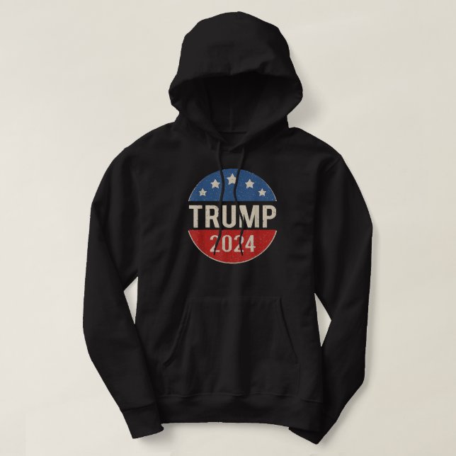 Trump 2024 Retro Kampanj Button Re Valect Presiden Hoodie (Design framsida)