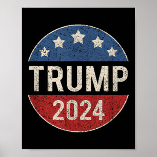 Trump 2024 Retro Kampanj Button Re Valect Presiden Poster