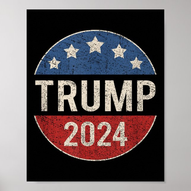 Trump 2024 Retro Kampanj Button Re Valect Presiden Poster (Framsidan)
