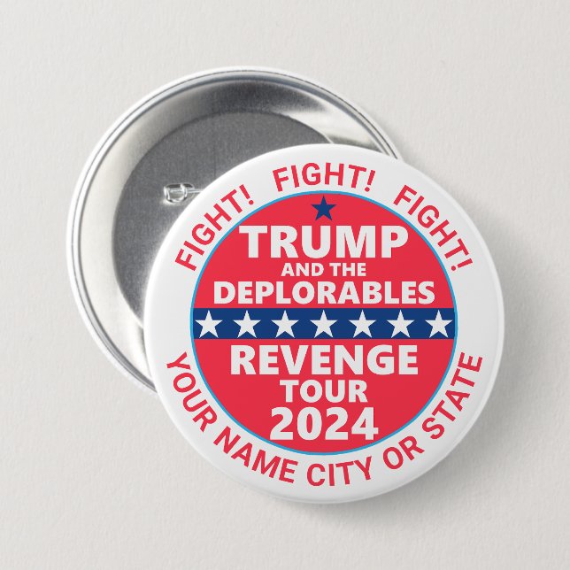 Trump 2024 Revenge Tour Deplorables FiGHT Knapp (Framsida & baksida)