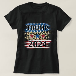 Trump 2024 Roligt American Flagga Cheetah Mönster T Shirt