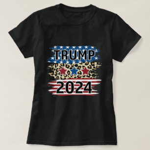 Trump 2024 Roligt American Flagga Cheetah Mönster T Shirt