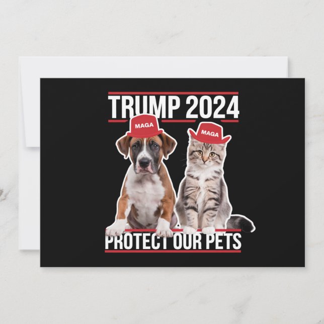 Trump 2024 Skydda Våra Husdjur Katter Hundar MAGA Inbjudningar (Framsida)