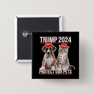 Trump 2024 Skydda Våra Husdjur Katter Hundar MAGA Knapp