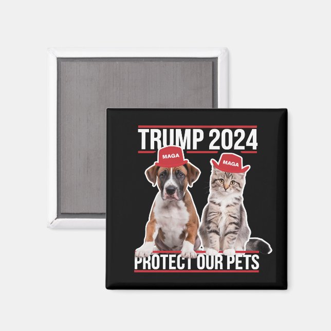Trump 2024 Skydda Våra Husdjur Katter Hundar MAGA Magnet (Front/Back)