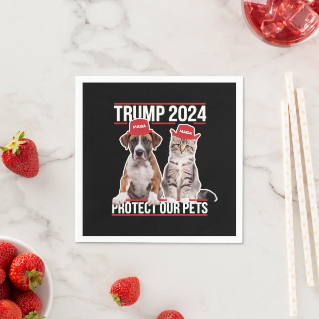 Trump 2024 Skydda Våra Husdjur Katter Hundar MAGA Pappersservett (Insitu)