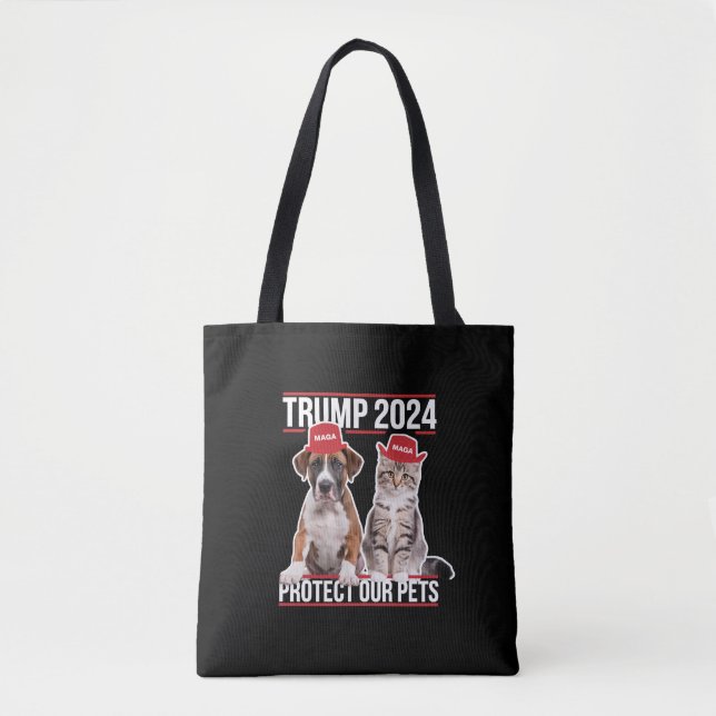 Trump 2024 Skydda Våra Husdjur Katter Hundar MAGA Tygkasse (Framsida)