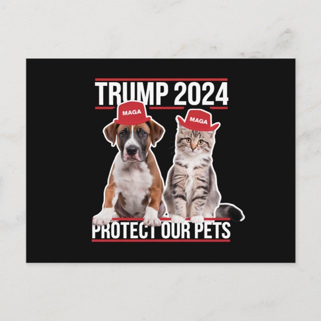 Trump 2024 Skydda Våra Husdjur Katter Hundar MAGA Vykort (Framsida)