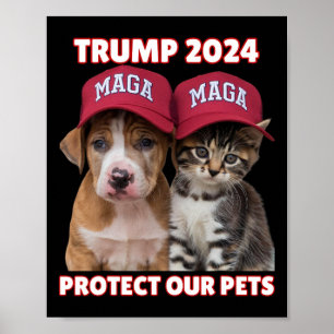 Trump 2024 Skydda våra sällskapsdjur så roligt att Poster