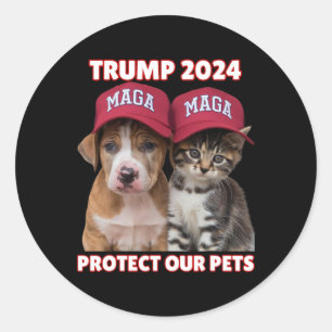 Trump 2024 Skydda våra sällskapsdjur så roligt att Runt Klistermärke