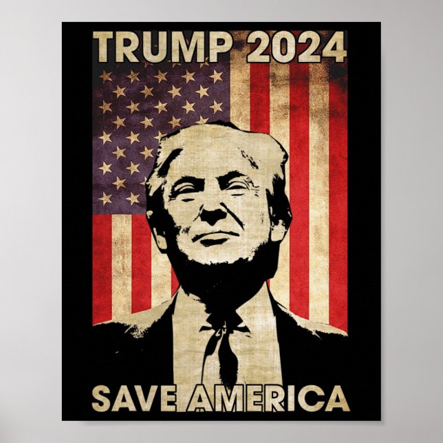 Trump 2024 Spara America American Flagga Valection Poster (Framsidan)