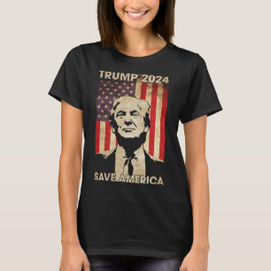 Trump 2024 Spara America American Flagga Valection T Shirt