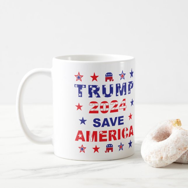 TRUMP 2024 SPARA AMERICA KAFFEMUGG (Med munk)