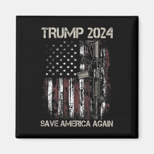 Trump 2024 Spara America Recep American Flagga Gun Magnet