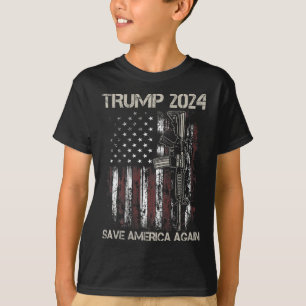 Trump 2024 Spara America Recep American Flagga Gun T Shirt