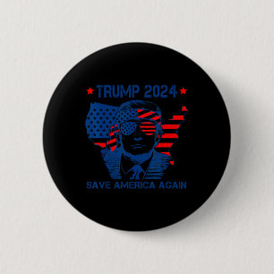 Trump 2024 Spara America Recep American Flagga Knapp