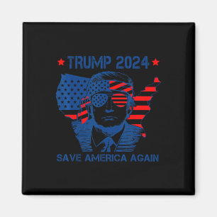 Trump 2024 Spara America Recep American Flagga Magnet