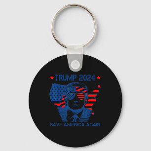 Trump 2024 Spara America Recep American Flagga Nyckelring