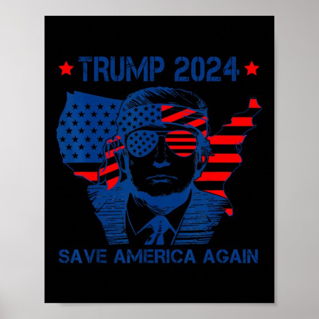 Trump 2024 Spara America Recep American Flagga Poster (Framsidan)